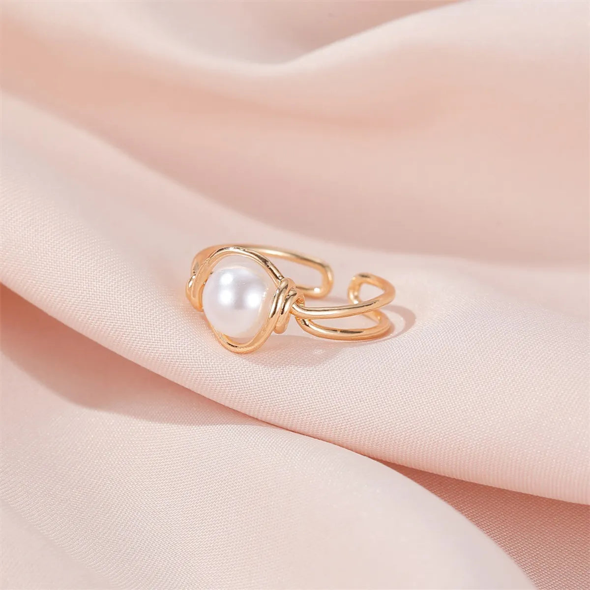 New Ring Simple Pearl Ring Finger Ring Personality Knotted By Mouth Ring Ladies Index Finger Ring Wholesale Gooddiy