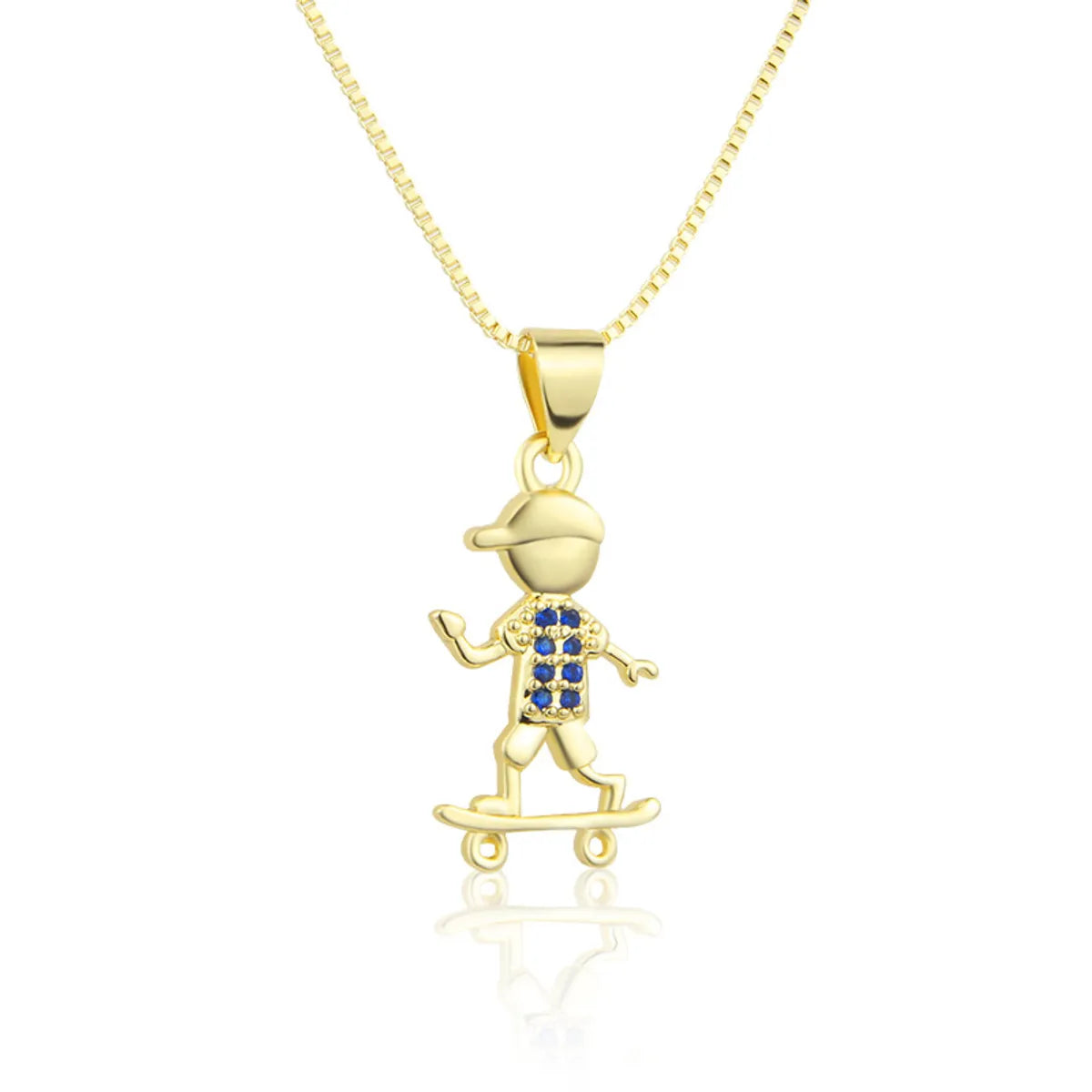 New Roller Skating Boys And Girls Pendant Gold-plated Copper Necklace