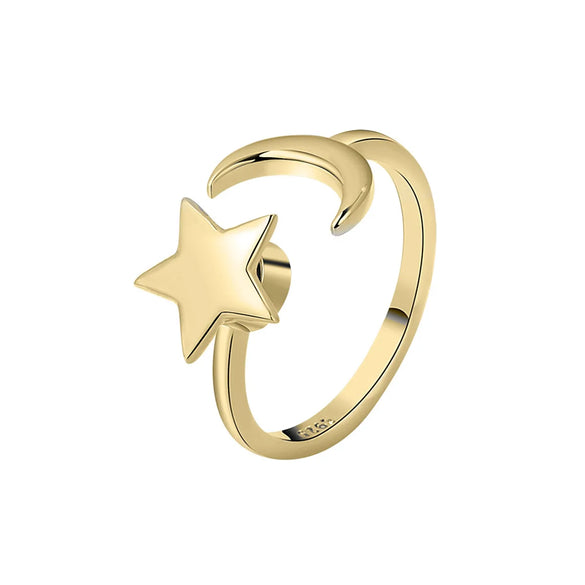 New Rotating Star And Moon Cross-Bright Copper Zircon Index Finger Ring