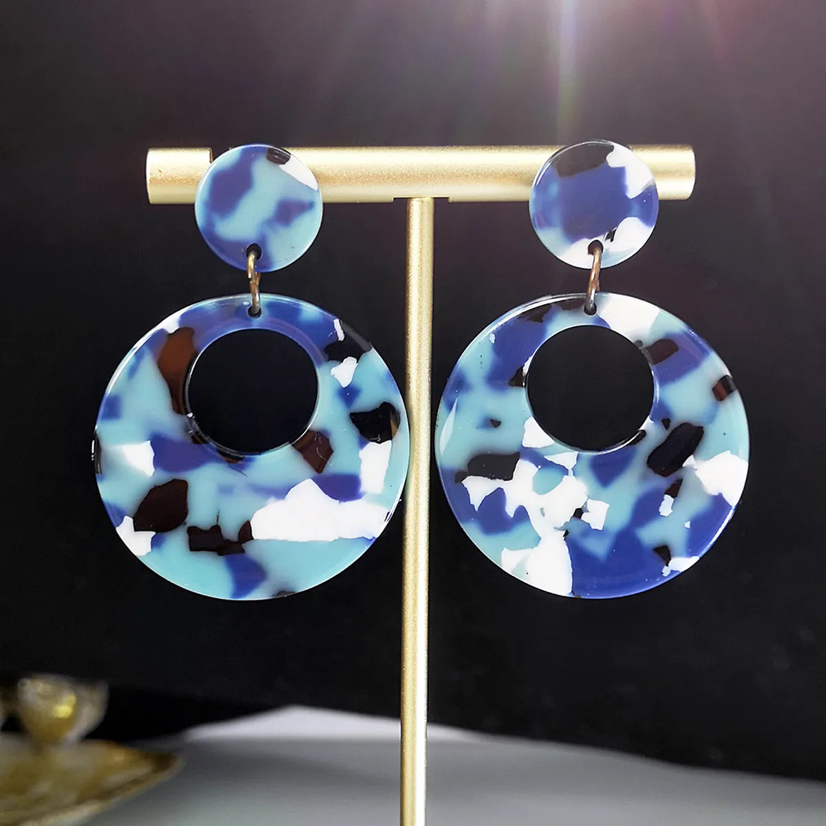 New Round Acrylic Fashion Multicolor Round Alloy Earrings Jewelry Women