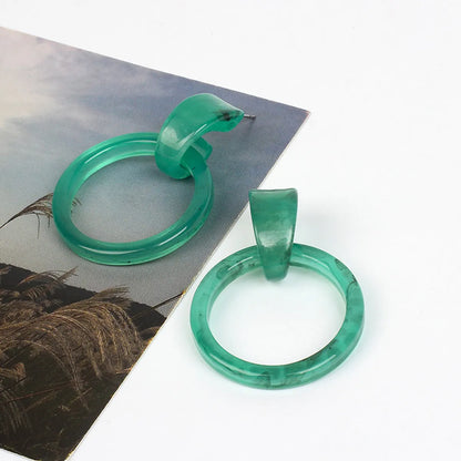 New Round Geometric Acrylic Acetate Green Resin Fashion Earrings