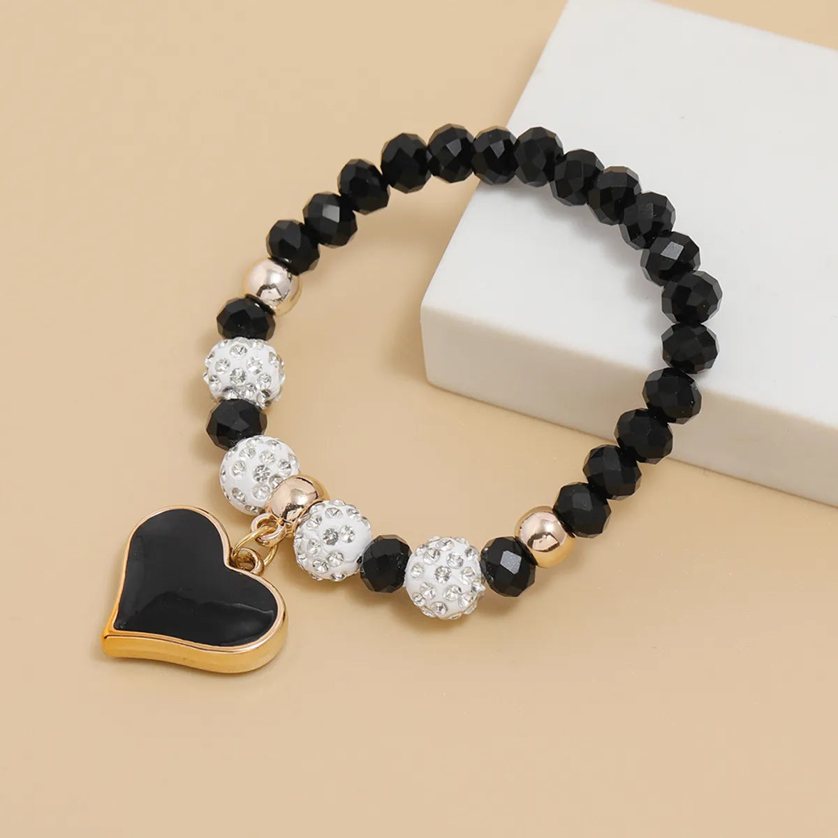 New Simple Crystal Bracelet Female Dripping Oil Black Peach Heart Bracelet Jewelry