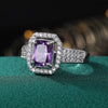 New Simple Fashion Square Copper Inlaid Purple Zircon Ring Wholesale