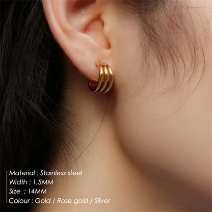 Fashion Geometric 304 Stainless Steel No Inlaid 14K Gold Plated Earrings