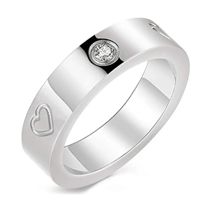 New Simple Inlaid Round Zirconium Three-Color Titanium Steel Ring