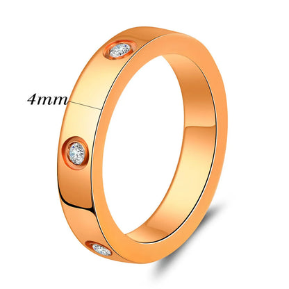 New Simple Inlaid Round Zirconium Three-Color Titanium Steel Ring