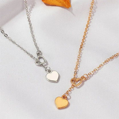 New Simple Love-shaped Wild Long Heart Alloy Pendant Necklace Clavicle Chain For Women