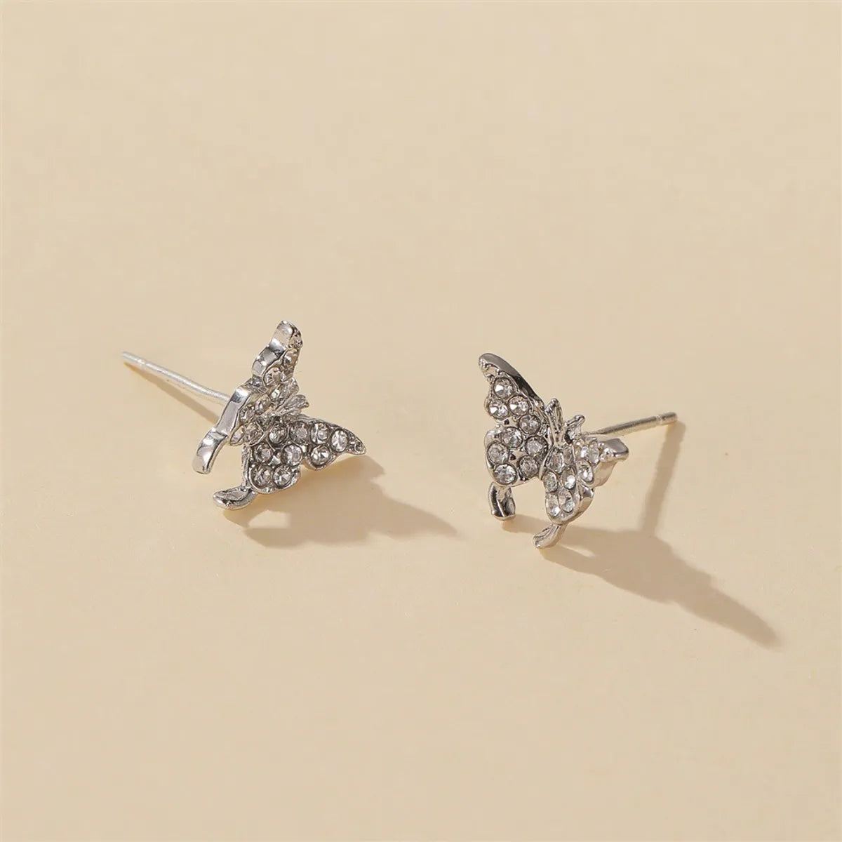 New Simple Rhinestone Earrings Butterfly Earrings Ladies Two Butterfly Earrings Ear Clip Wholesale Nihaojewelry