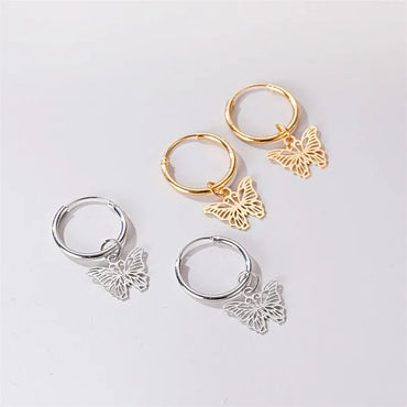 New Simple Sweet Butterfly Earrings French Hollow Small Insect Earrings Wholesale Nihaojewelry