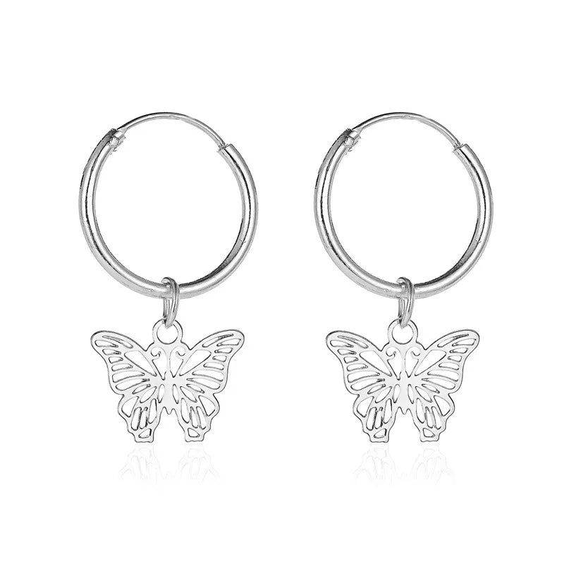 New Simple Sweet Butterfly Earrings French Hollow Small Insect Earrings Wholesale Nihaojewelry