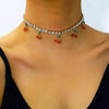 New Single Row Micro-Embellished Diamond Rhinestone Cherry Tennis Chain Cherry Pendant For Women