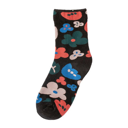 New Socks Women'S Tube Socks Korean Small Flower Personality Cartoon Socks Wholesale