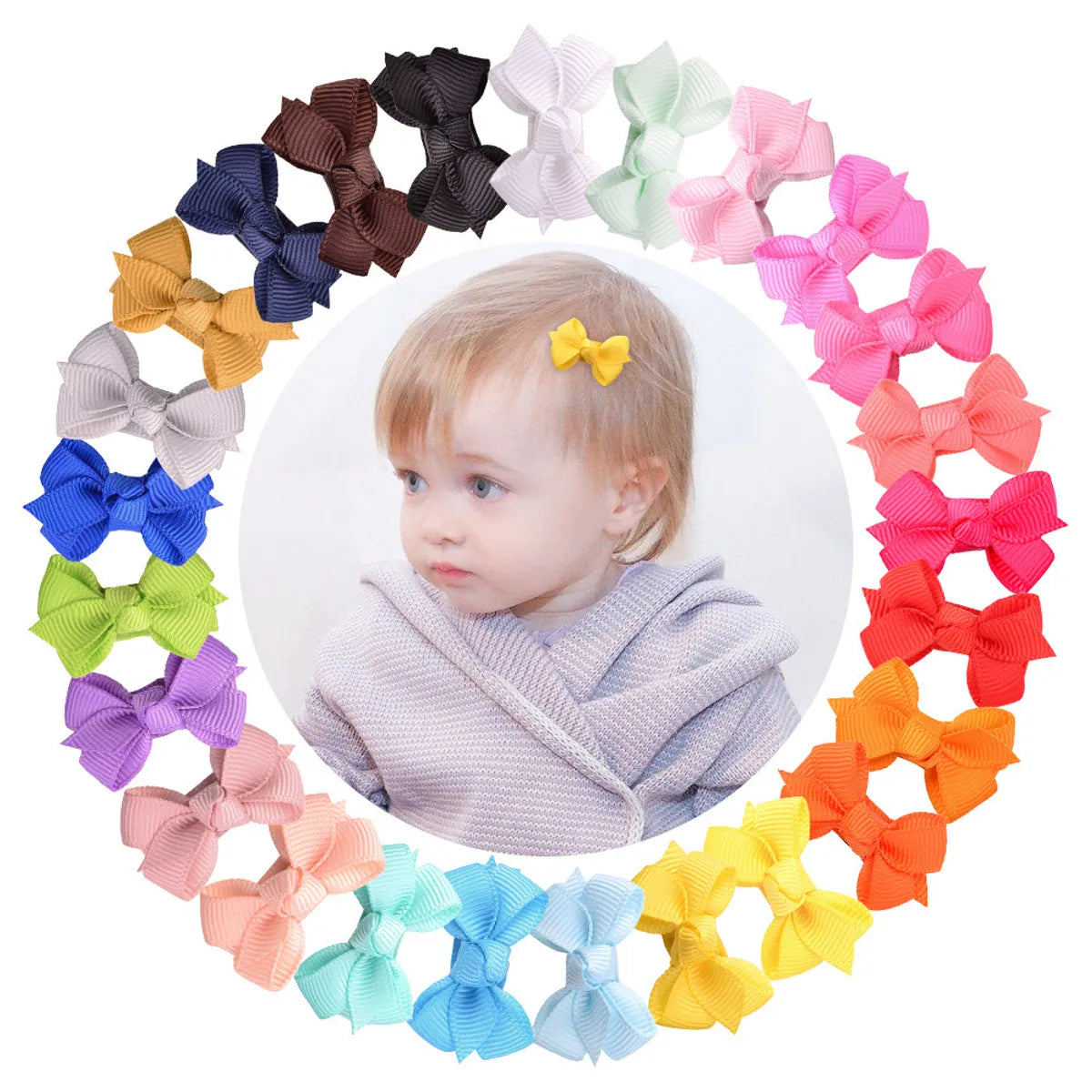 New Solid Color Bow Baby'S Hair Clip Set Wholesale Nihaojewelry