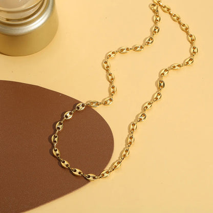 New Solid Color Golden Pig¡¯s Nose Shape Stainless Steel Necklace