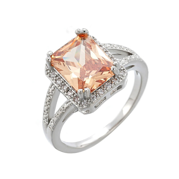 New Square Champagne Color Zircon Retro Geometry Electroplating All Match Light Luxury Style Unisex Ring Jewelry Hand Jewelry