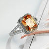 New Square Champagne Color Zircon Retro Geometry Electroplating All Match Light Luxury Style Unisex Ring Jewelry Hand Jewelry