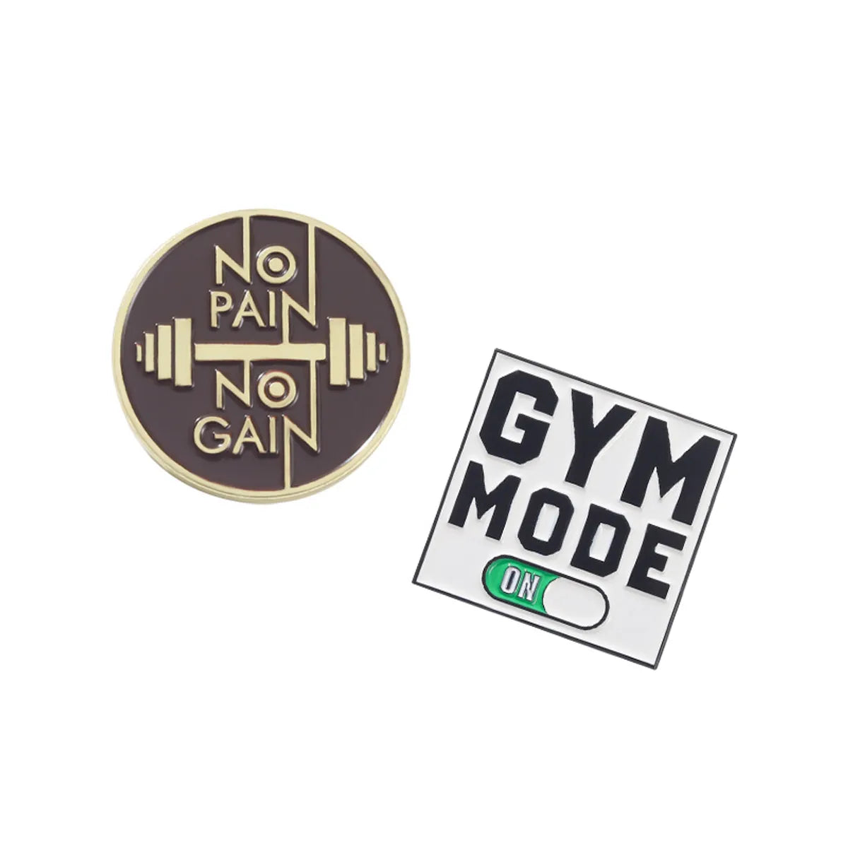 New Square Disc Letter Gym Mooe Creative Dripping Paint Metal Brooch