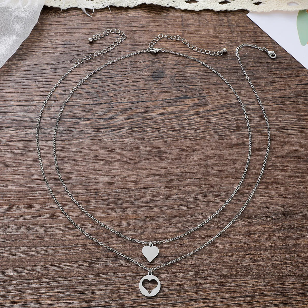 New Stainless Steel Heart-shaped Mother-daughter Parent-child Sweater Chain 2-piece Set