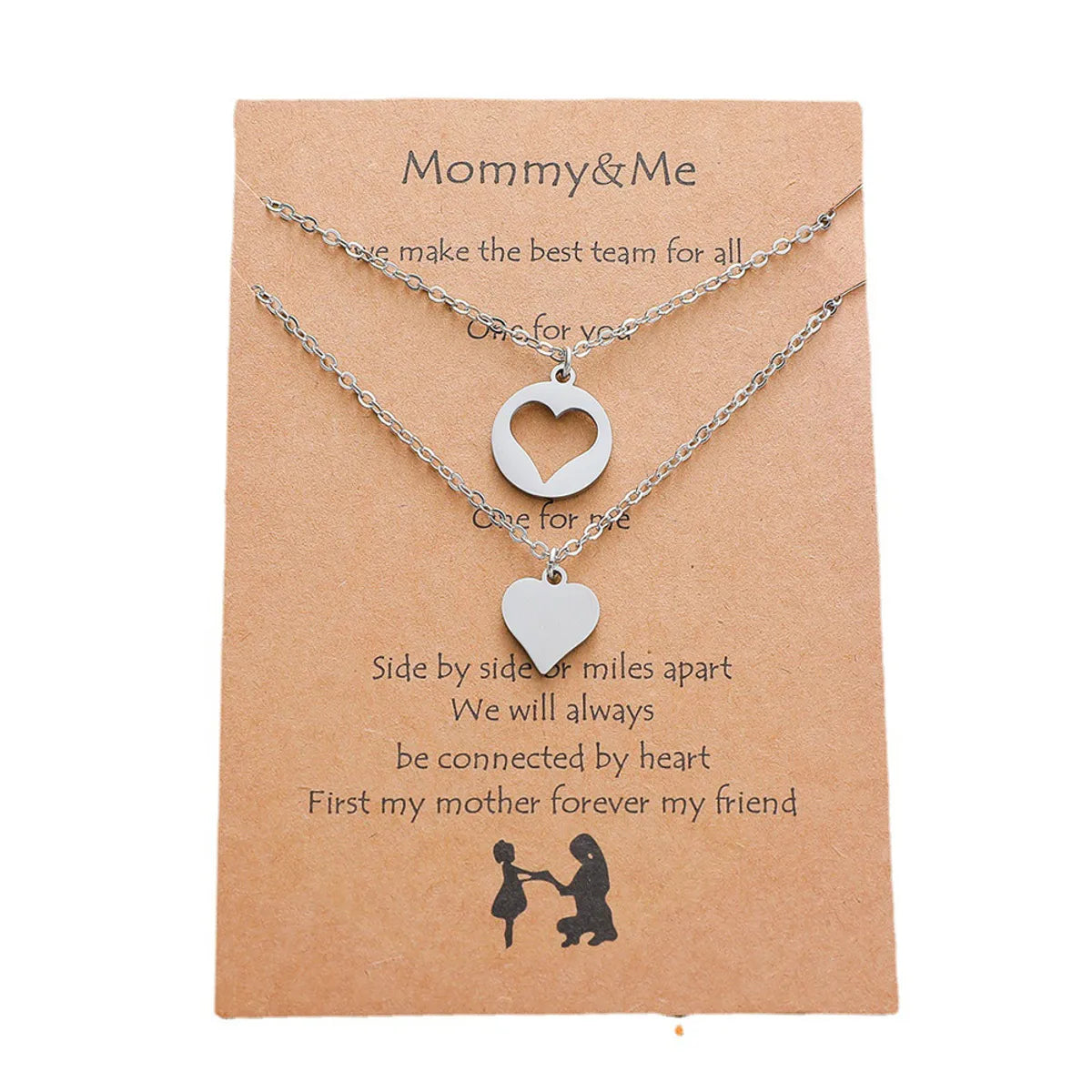 New Stainless Steel Heart-shaped Mother-daughter Parent-child Sweater Chain 2-piece Set