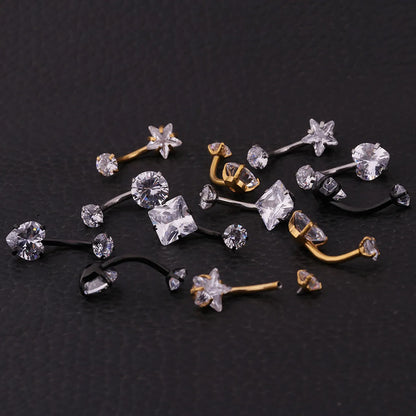 Fashion Star Stainless Steel Artificial Gemstones Belly Ring