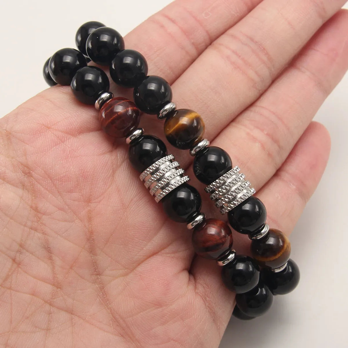 Casual Geometric Tiger Eye Plating Bracelets