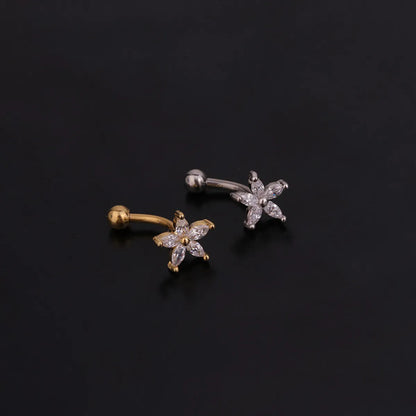 Ear Cartilage Rings & Studs Lady Flower 316 Stainless Steel  Copper Inlaid Zircon