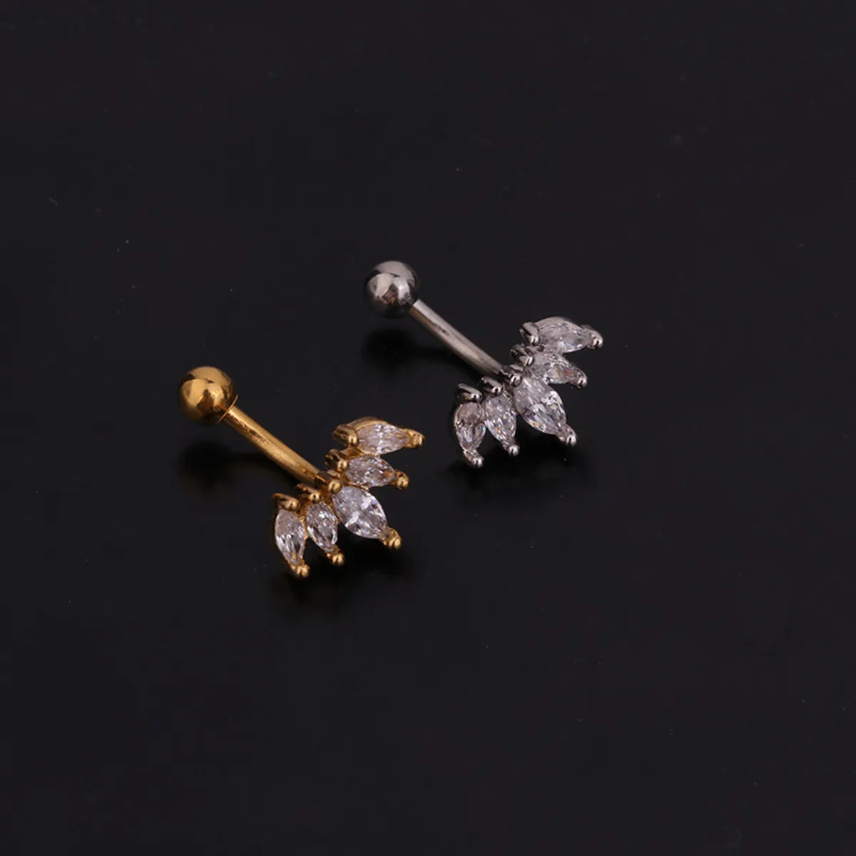 Ear Cartilage Rings & Studs Lady Flower 316 Stainless Steel  Copper Inlaid Zircon