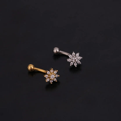 Ear Cartilage Rings & Studs Lady Flower 316 Stainless Steel  Copper Inlaid Zircon