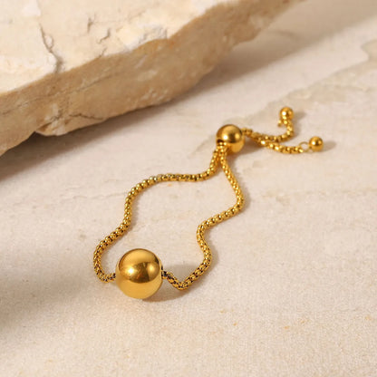 New Style 18k Gold Plated Round Ball Pendant Stainless Steel Bracelet