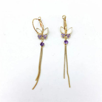 New Style Butterfly Long Tassel Diamond Earrings