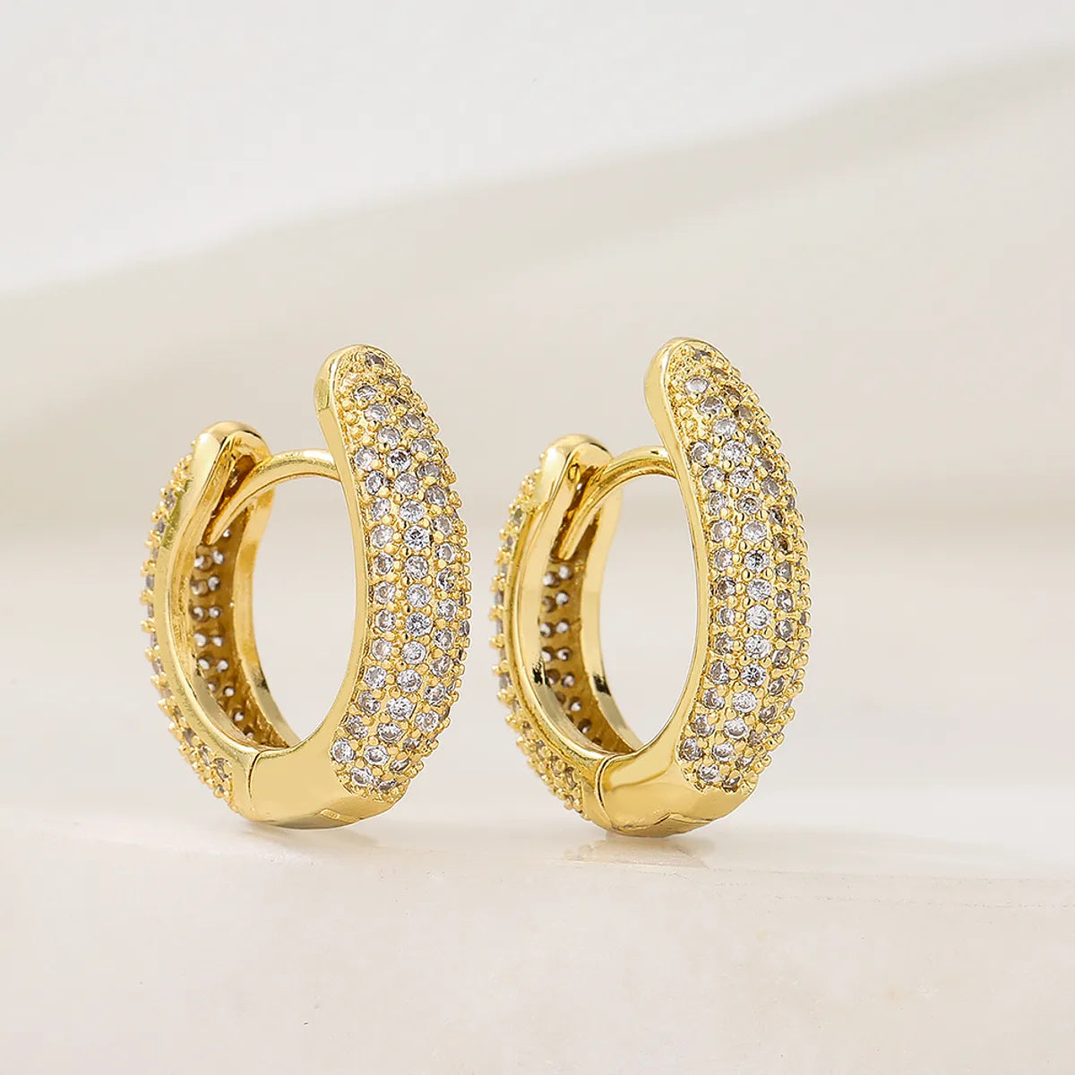 New Style Circle Copper Plating 18k Gold Full Zircon Earrings