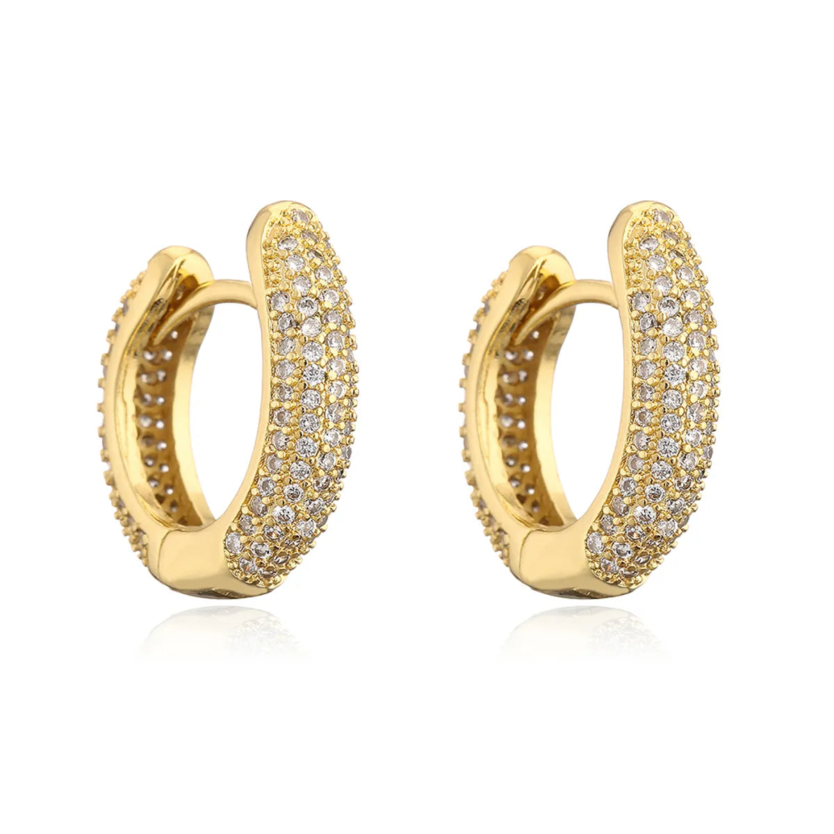 New Style Circle Copper Plating 18k Gold Full Zircon Earrings