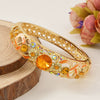 New Style Cloisonné Bracelet In Alloy With Large Circle Cut Out Inlaid With High Grade Diamond And Electroplated