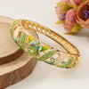 New Style Cloisonné Bracelet In Alloy With Large Circle Cut Out Inlaid With High Grade Diamond And Electroplated