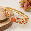 New Style Cloisonné Bracelet In Alloy With Large Circle Cut Out Inlaid With High Grade Diamond And Electroplated