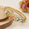 New Style Cloisonné Bracelet In Alloy With Large Circle Cut Out Inlaid With High Grade Diamond And Electroplated