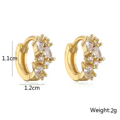 New Style Copper Plating 18k Gold Micro Inlaid Zircon Circle Earrings