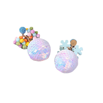 New Style Creative Flower Sequin Ball Pendant Earrings