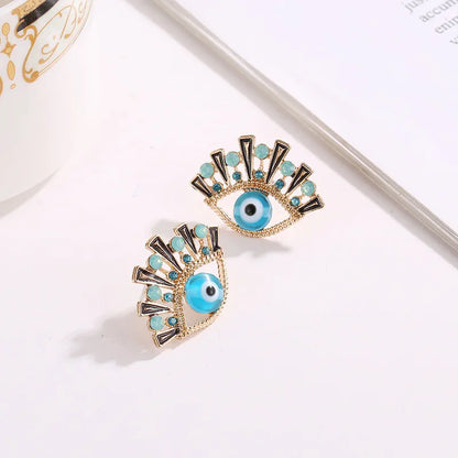 New Style Earrings Fashion Blue Eyes Earrings Inlaid Rhinestone Eyes Temperament Earrings Wholesale Nihaojewelry