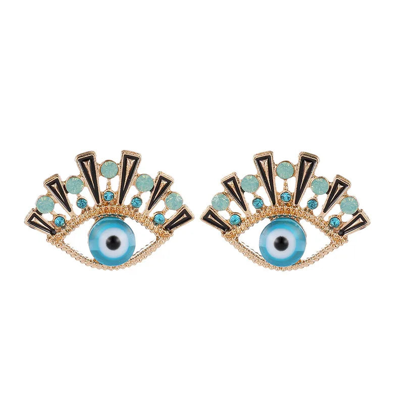 New Style Earrings Fashion Blue Eyes Earrings Inlaid Rhinestone Eyes Temperament Earrings Wholesale Nihaojewelry