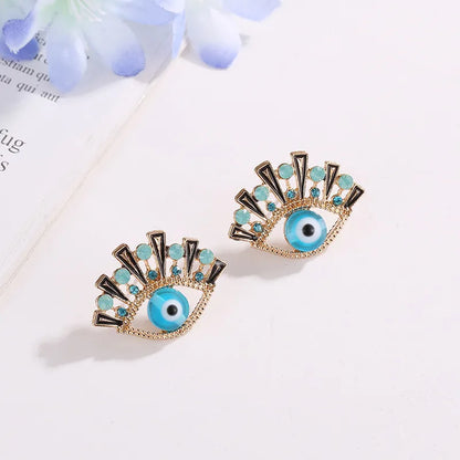 New Style Earrings Fashion Blue Eyes Earrings Inlaid Rhinestone Eyes Temperament Earrings Wholesale Nihaojewelry