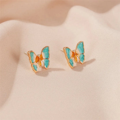 New Style Earrings Fashion Oil Painting Texture Butterfly Earrings Retro Style Gradient Butterfly Wings Earrings Wholesale Gooddiy