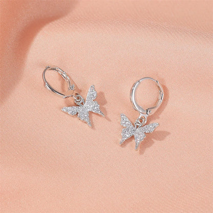 New Style Earrings Temperament Diamond Small Butterfly Earrings Ear Buckle Female Wild Gold Butterfly Earrings Wholesale Gooddiy