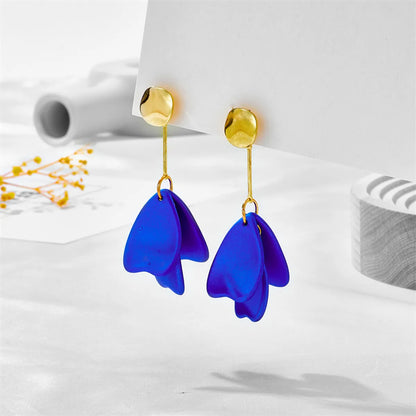 New Style Fashion Red Blue Petal Leaf Pendant Earrings