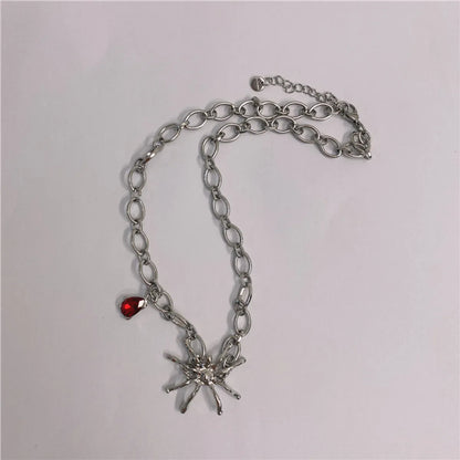 New Style Fashion Spider Ruby Pendant Clavicle Chain Necklace