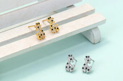 New Style Giraffe Elk Full Of Zircon Copper Earrings Wholesale