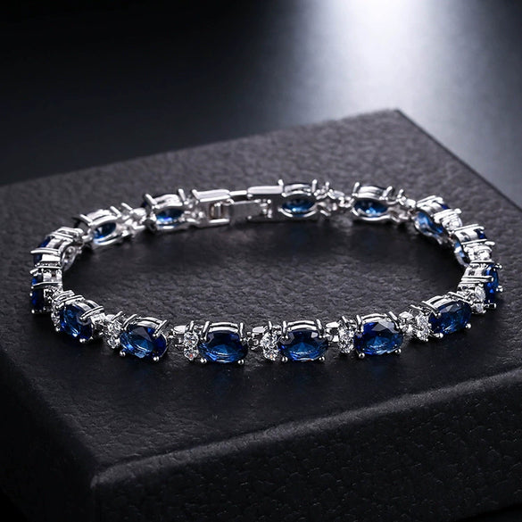 New Style Jewelry Bracelet Blue Crystal White Zirconium Color Zirconium Mixed Color Manufacturers Wholesale Girls Accessories Fashion Jewelry