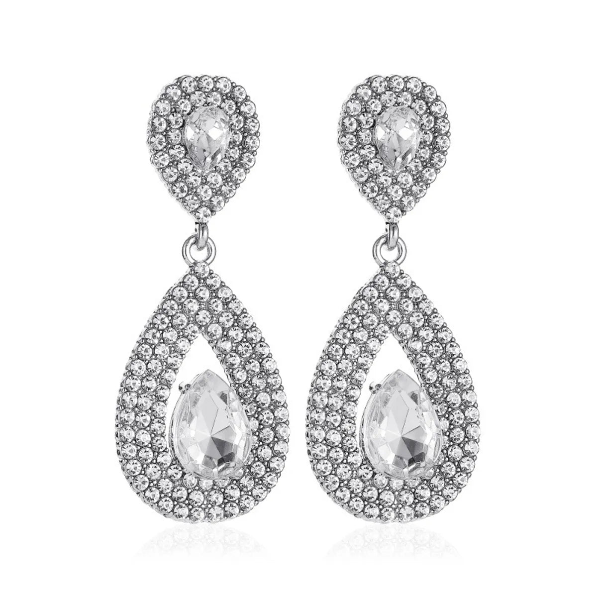 Fashion Water Droplets Plating Alloy Artificial Gemstones Earrings