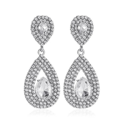 Fashion Water Droplets Plating Alloy Artificial Gemstones Earrings