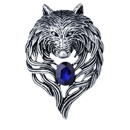 Vintage Style Wolf Alloy Zinc Inlaid Crystal Artificial Crystal Men'S Brooches